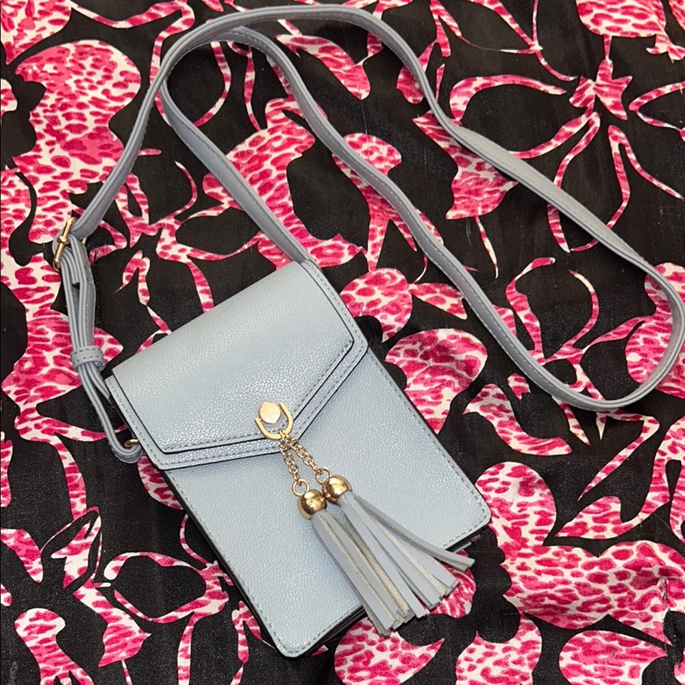 Light blue Crossbody with tassels